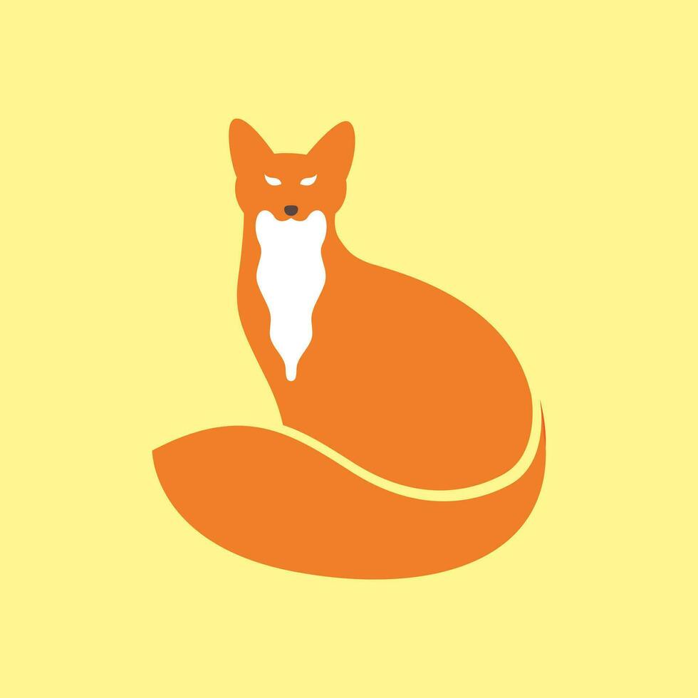 grandes caudas Raposa laranja mascote moderno simples logotipo ícone vetor ilustração