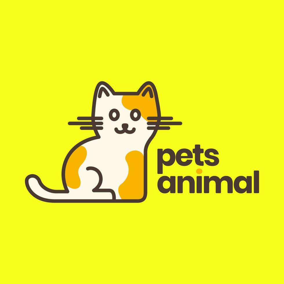 gato gatinho laranja animais de estimação fofa sentar jogando fofa mascote desenho animado moderno logotipo vetor ícone ilustração