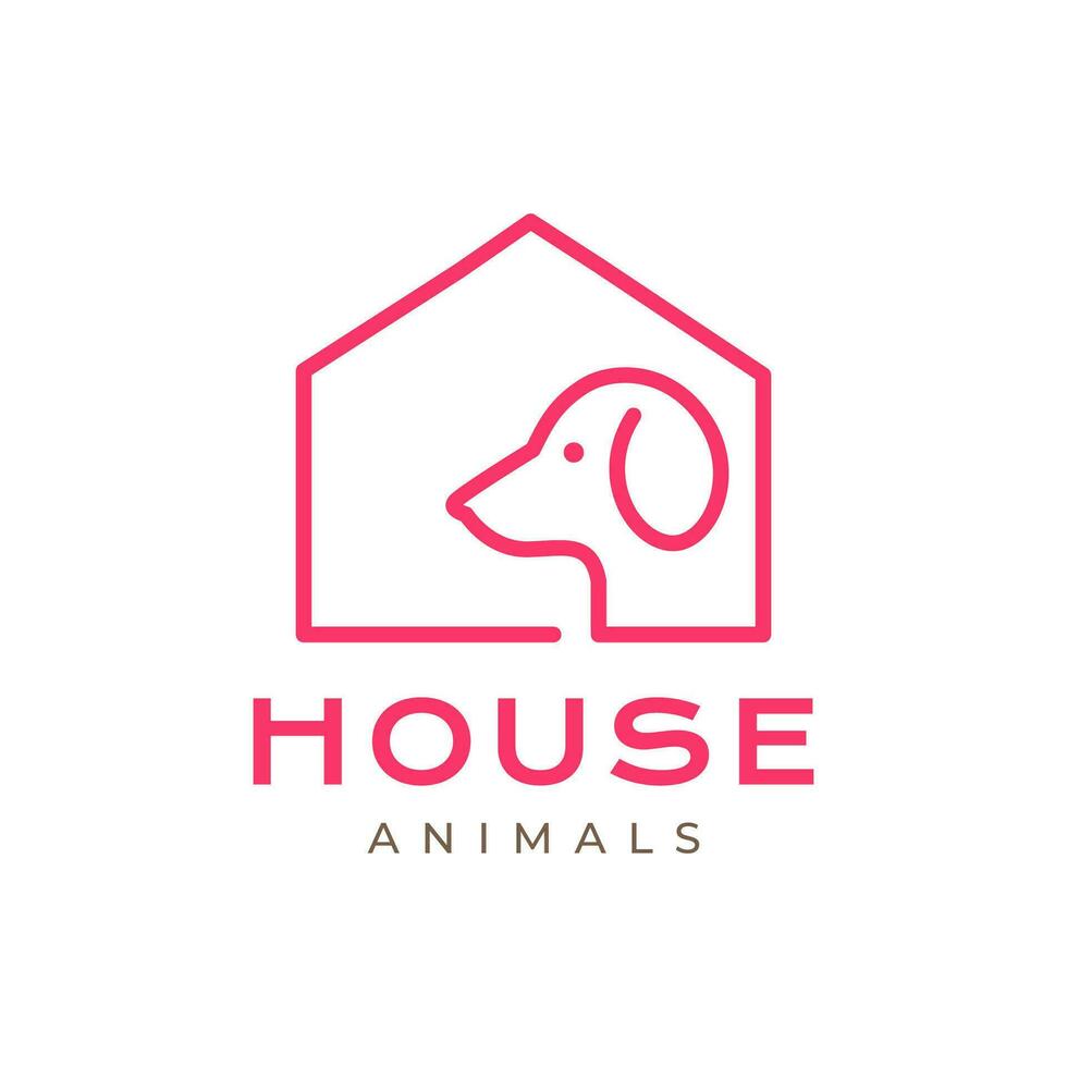 cachorro casa animais de estimação casa animal fazer compras cela moderno mínimo linhas mascote logotipo vetor ícone ilustração