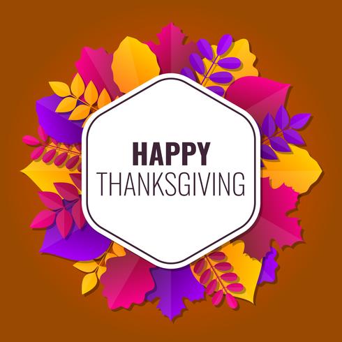 Happy Thanksgiving Frame Vector Papel Art Ilustração