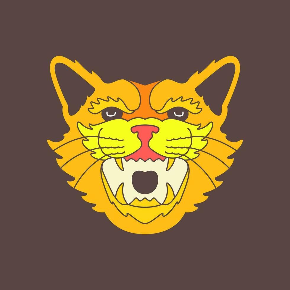 rugido tigre antigo fera animais selvagens selva colorida mascote logotipo vetor ícone ilustração