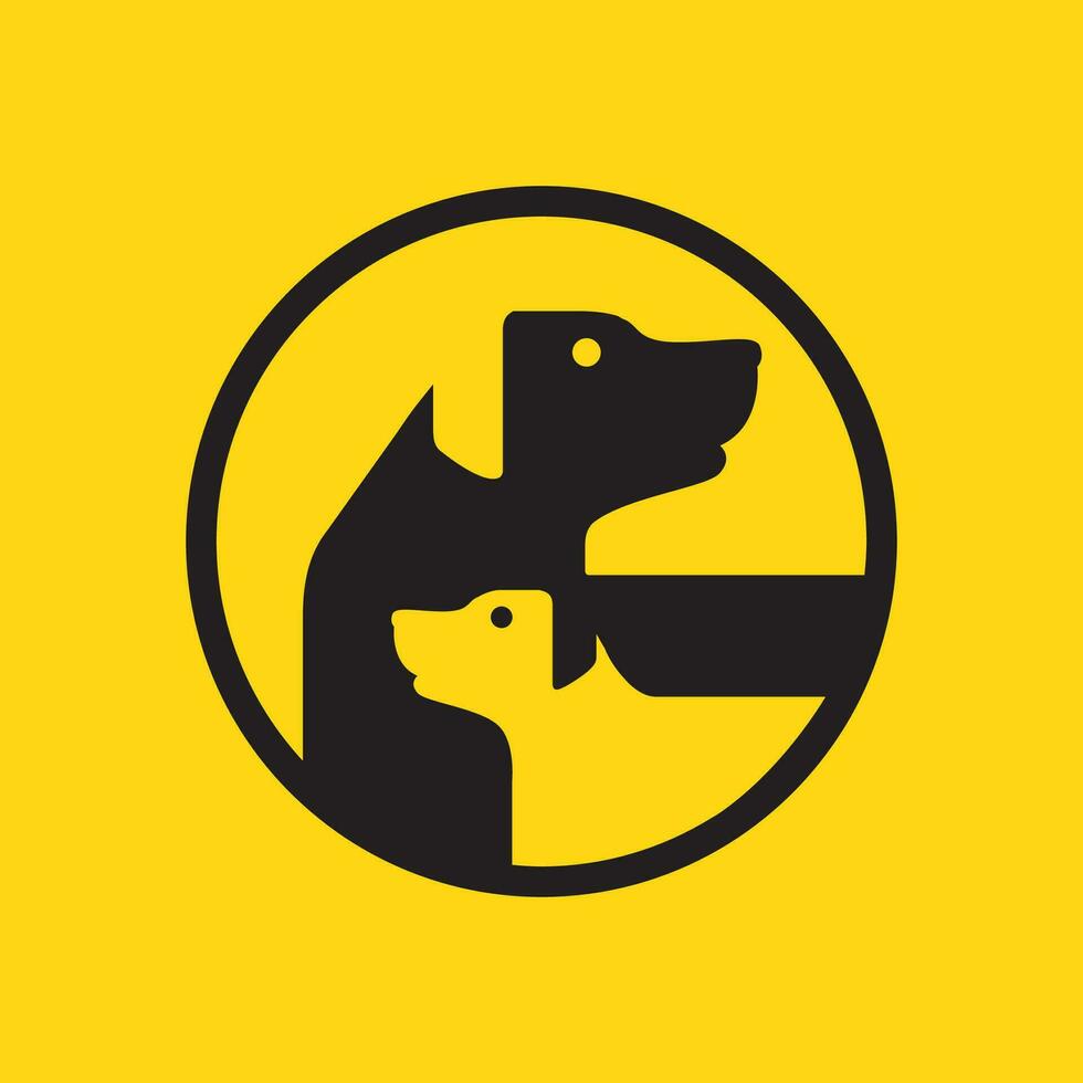 cachorro animais de estimação família moderno geométrico círculo mascote simples logotipo ícone vetor ilustração