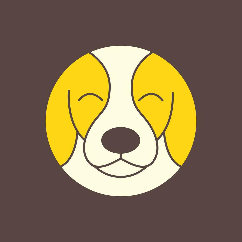 jack Russel cachorro cachorro fofa círculo moderno geométrico mascote desenho animado sorrir feliz logotipo ícone vetor ilustração