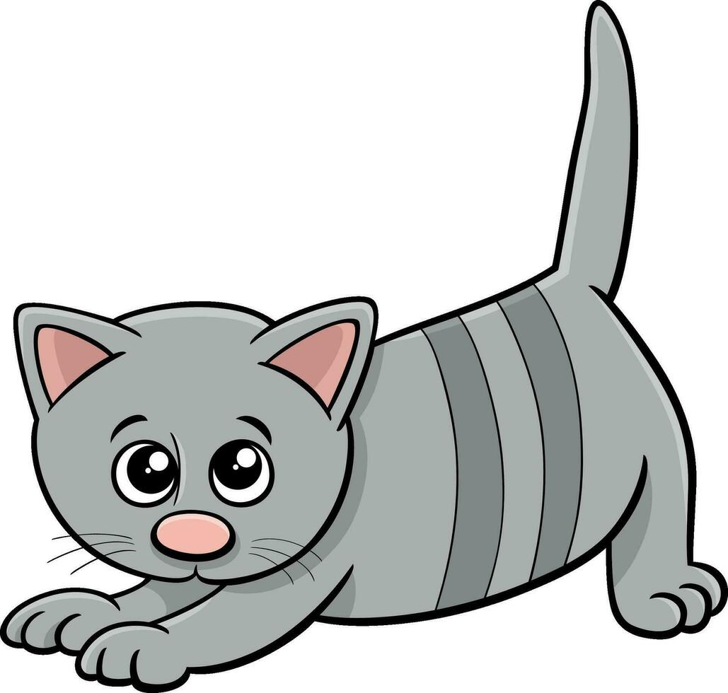 fofa desenho animado alongamento gatinho quadrinho animal personagem vetor
