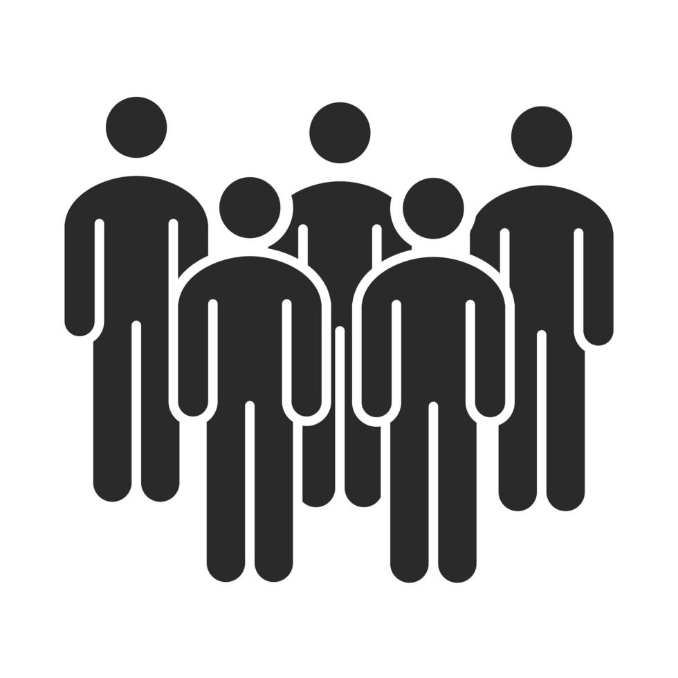 avatar de pessoas em pé juntos estilo de ícone de silhueta de grupo vetor