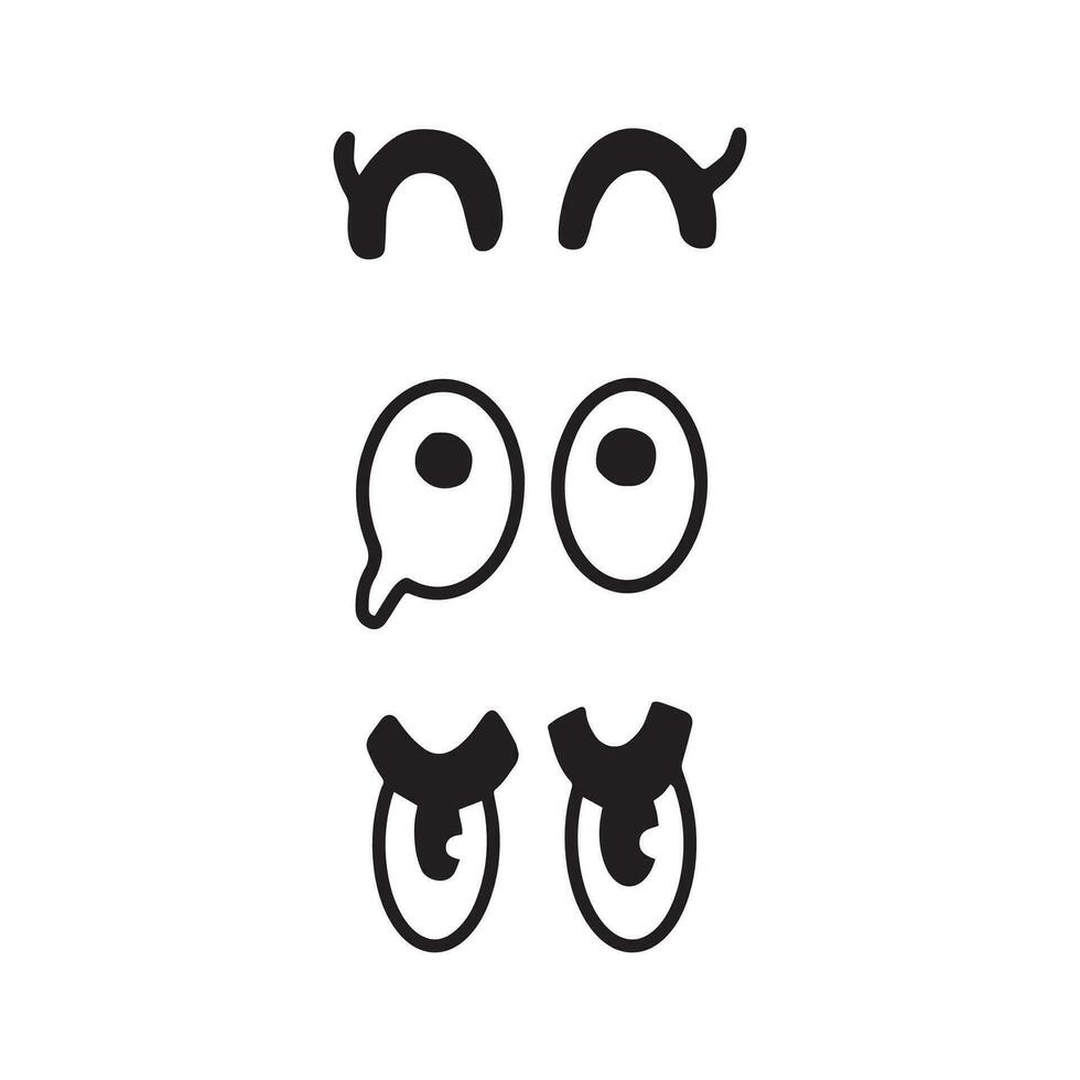 conjunto do desenho animado olhos desenhado à mão para elemento, facial expressão e face vetor