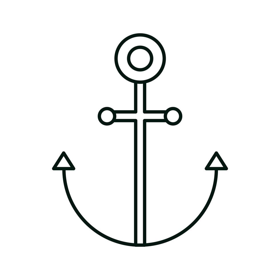 âncora náutica marítima linear ícone estilo fundo branco vetor