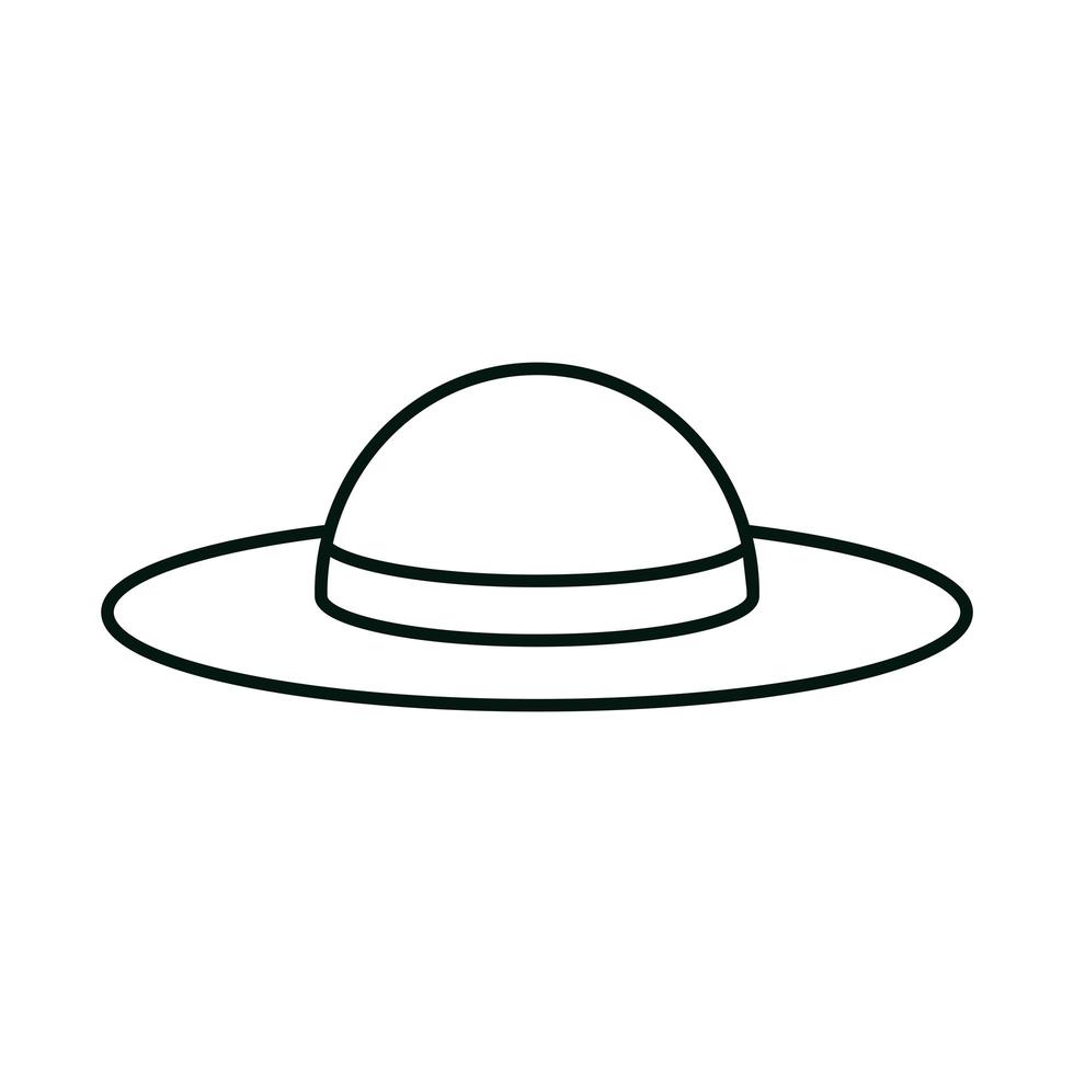 chapéu feminino acessório linear ícone estilo fundo branco vetor