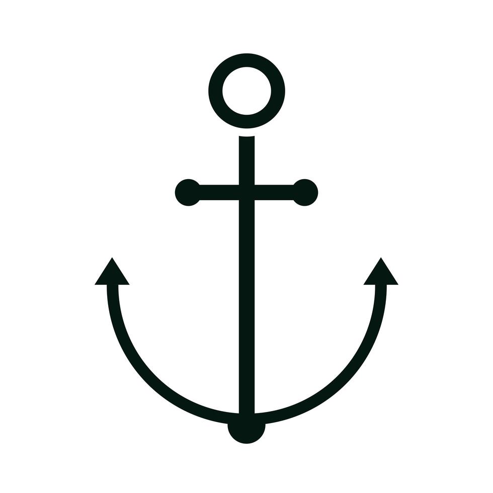 âncora náutica marítima ícone plano estilo fundo branco vetor