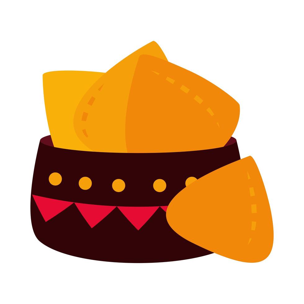 dia dos mortos nachos de comida mexicana em estilo simples de ícone de tigela vetor