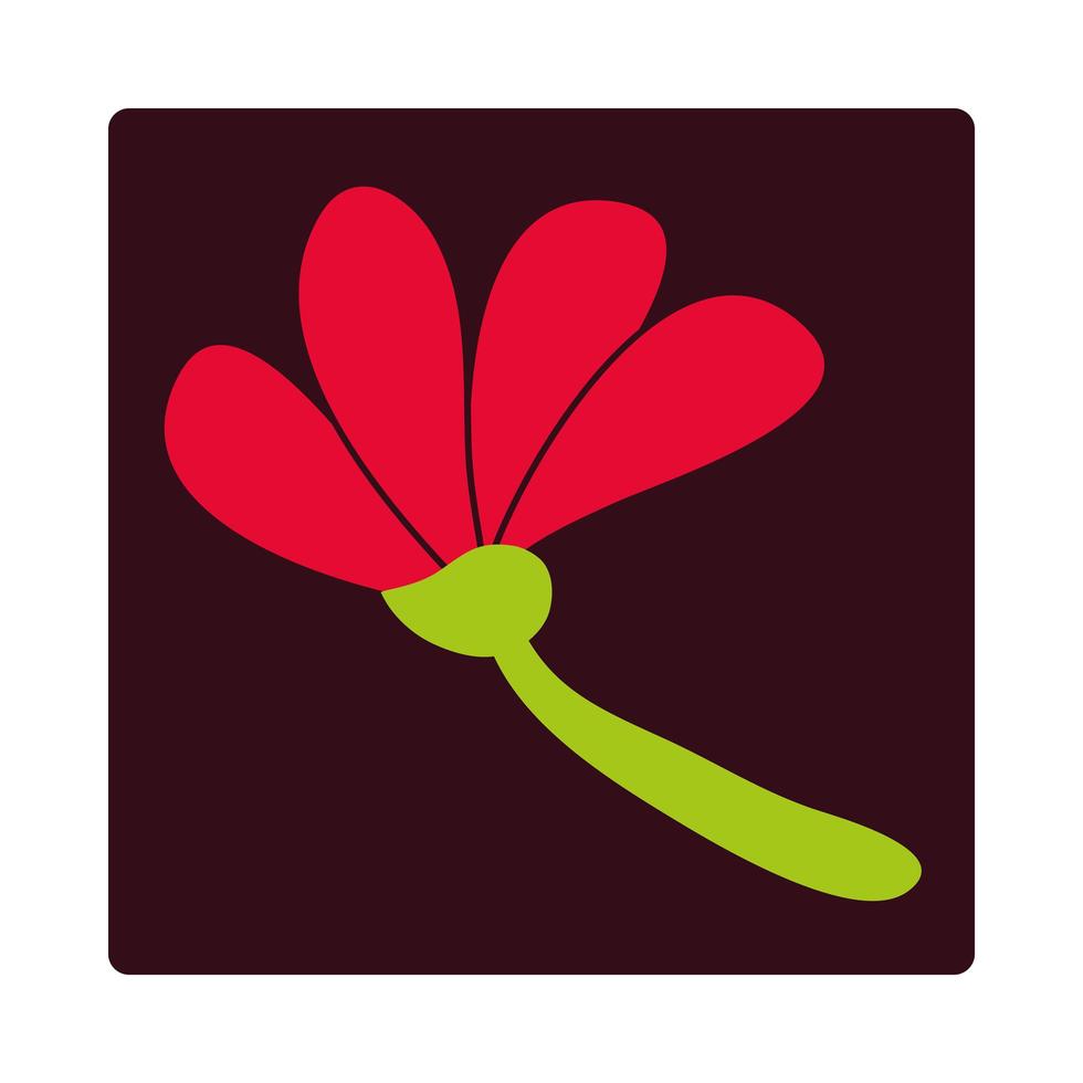 flores vermelhas caule pétalas de ícone de decoração bloco e plano vetor