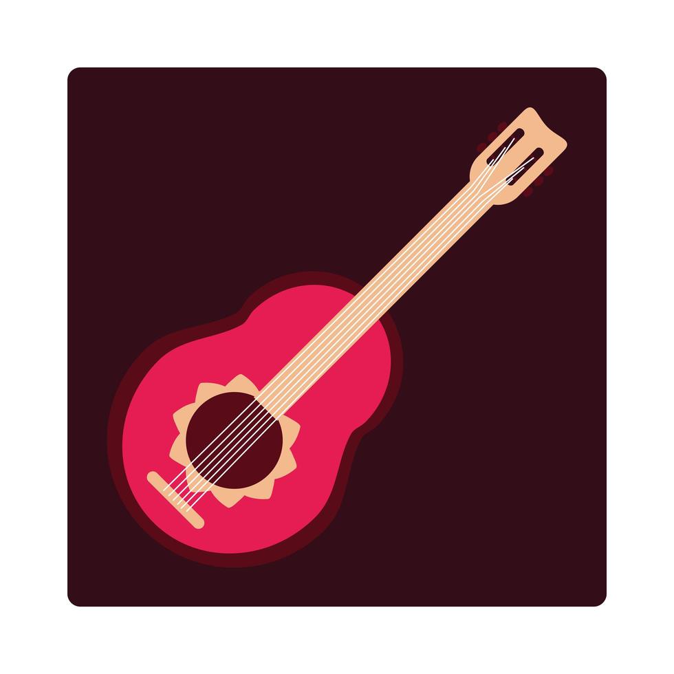 ícone de elemento de corda musical de instrumento de guitarra bloco e plano vetor