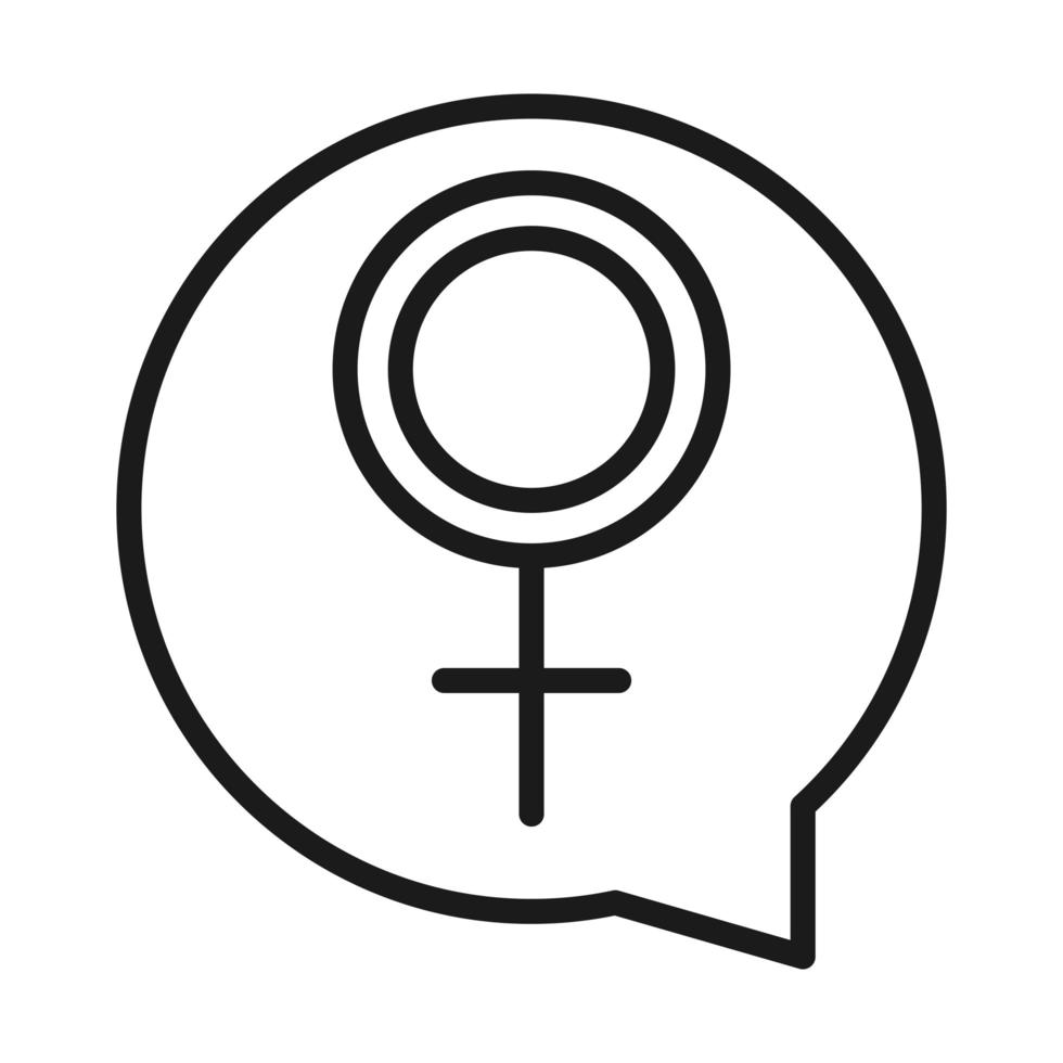 feminismo movimento ícone gênero sinal conversa bolha direitos femininos pictograma linha estilo vetor