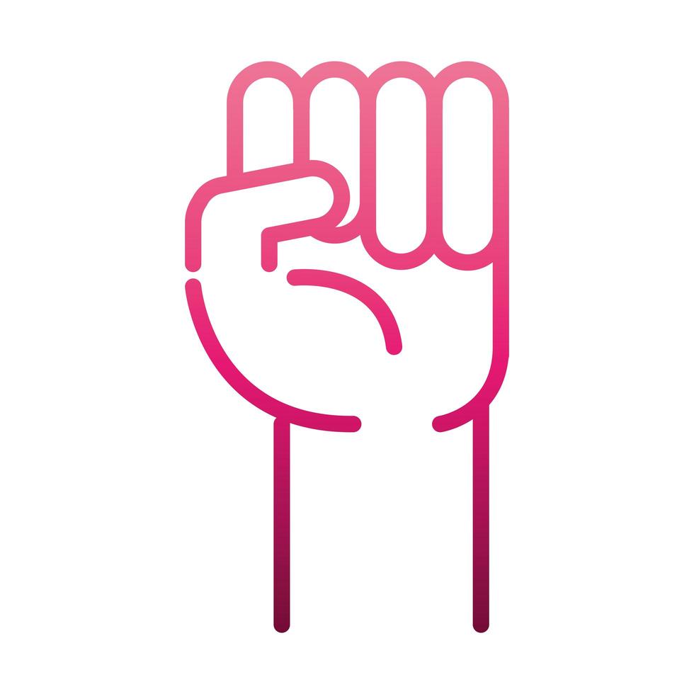 ícone do movimento feminismo punho mão poder direitos femininos estilo gradiente vetor