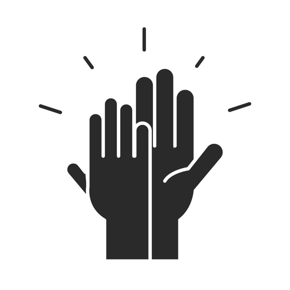 mãos juntas ícone de silhueta de comunidade de colaboração e parceria vetor
