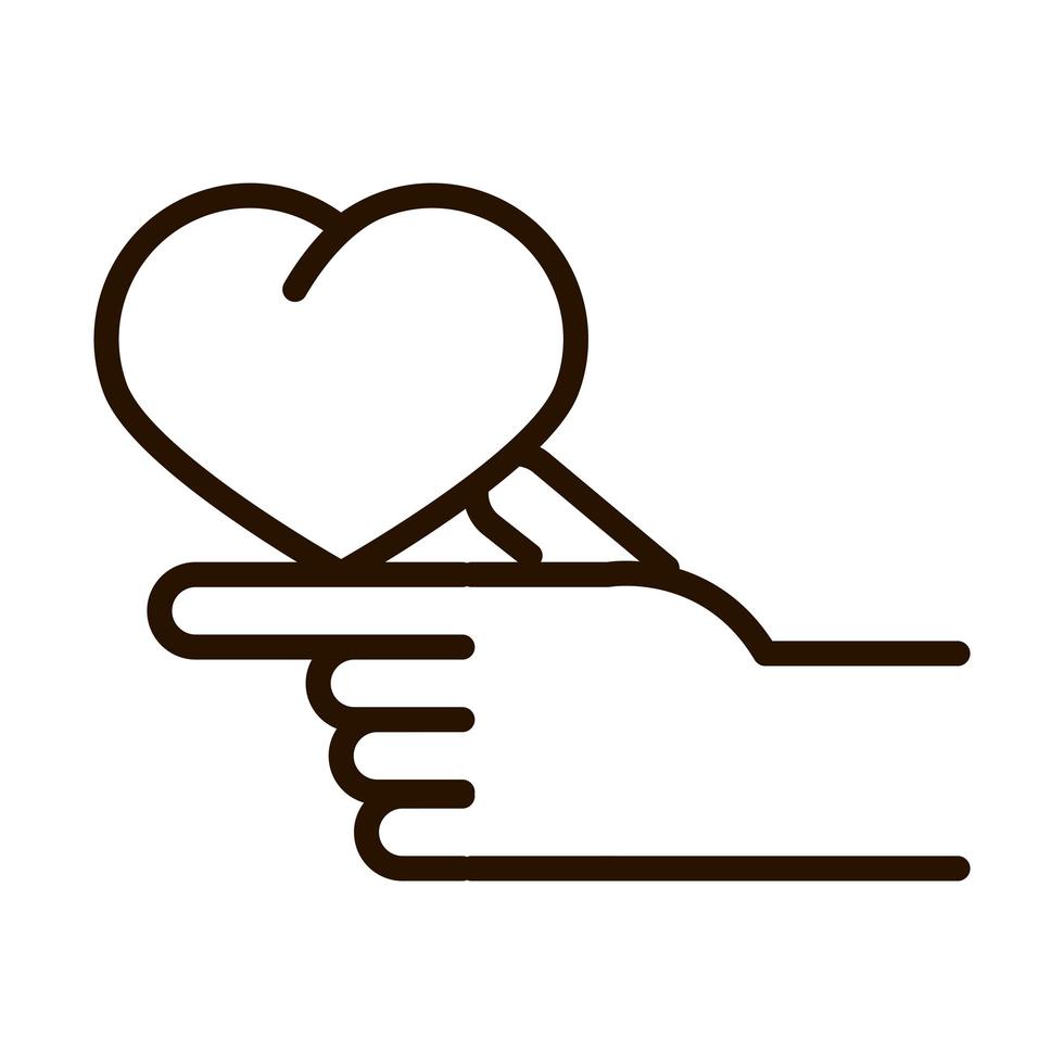 mão com coração ajuda doação de caridade e ícone da linha do amor vetor