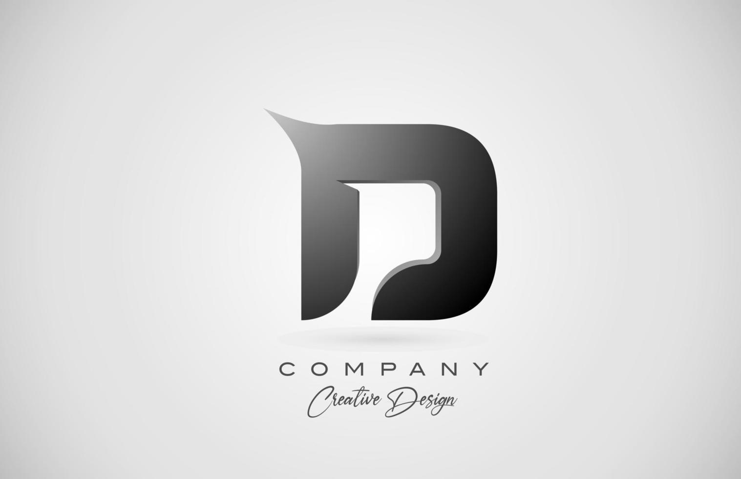 logotipo do ícone da letra d do alfabeto em gradiente preto. design criativo para negócios e empresa vetor