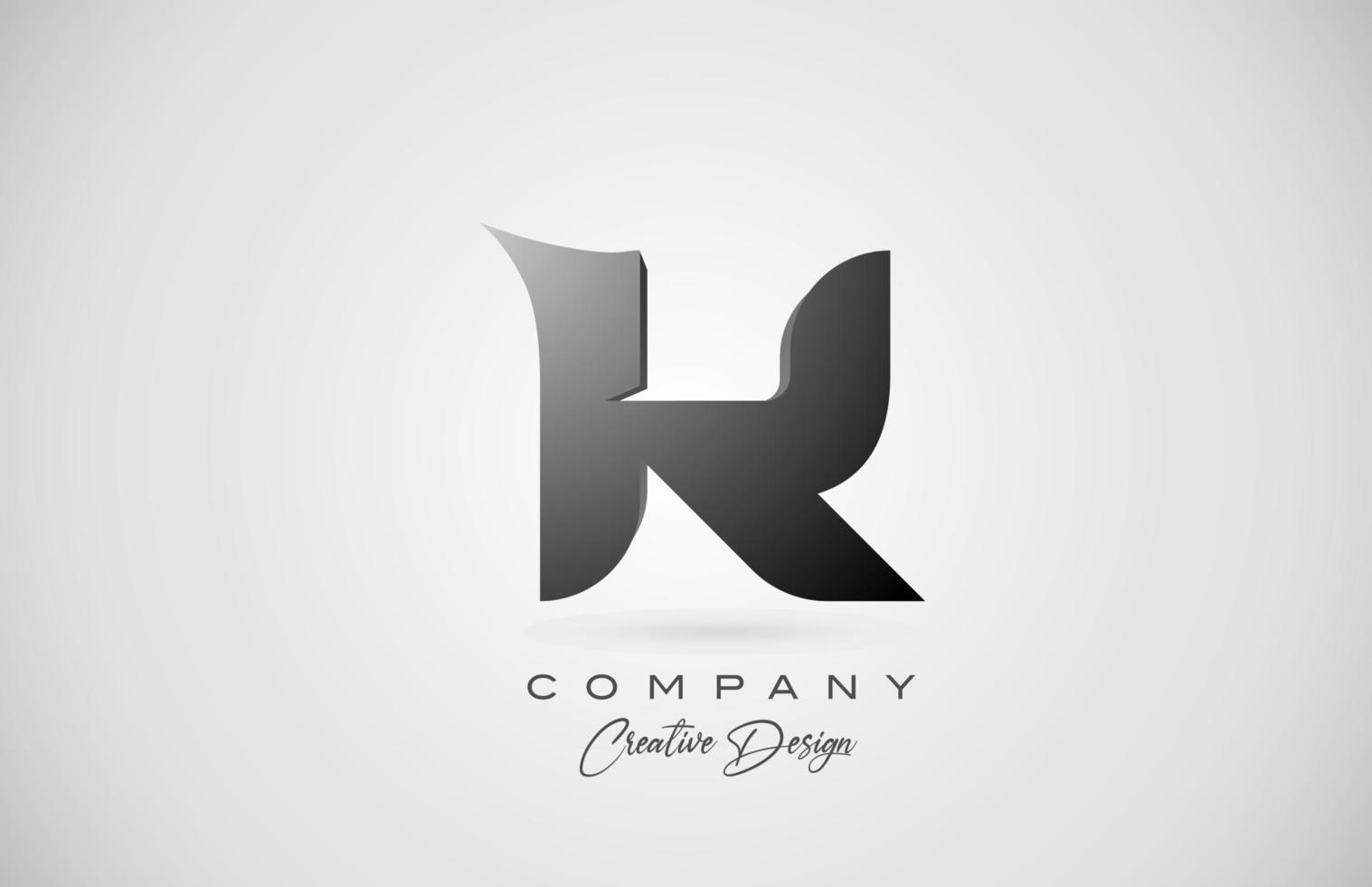 logotipo do ícone da letra k do alfabeto em gradiente preto. design criativo para negócios e empresa vetor