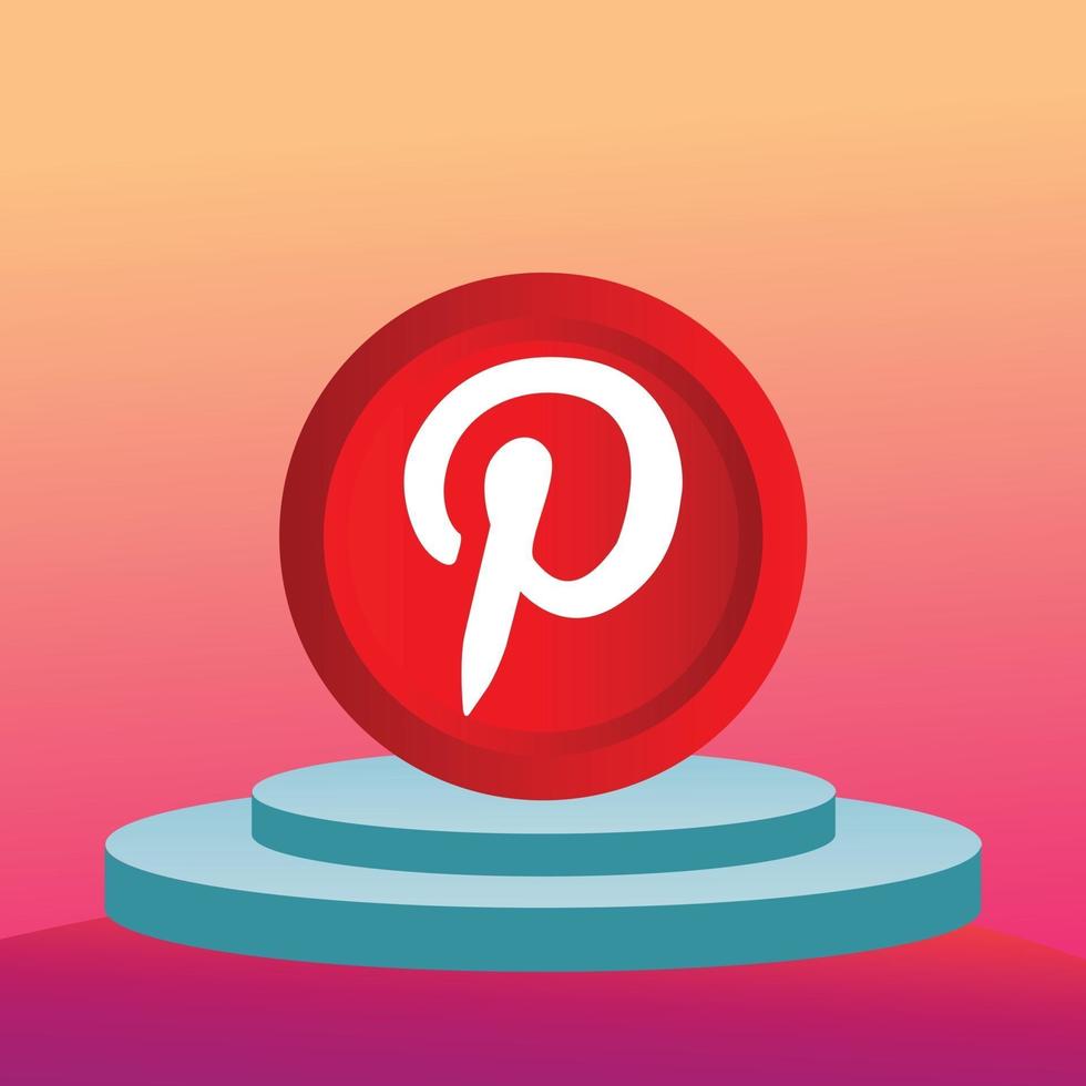 ícones de mídia social 3d pinterest vetor