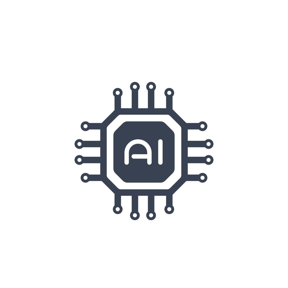 ícone de tecnologia de inteligência artificial do chipset IA em branco vetor
