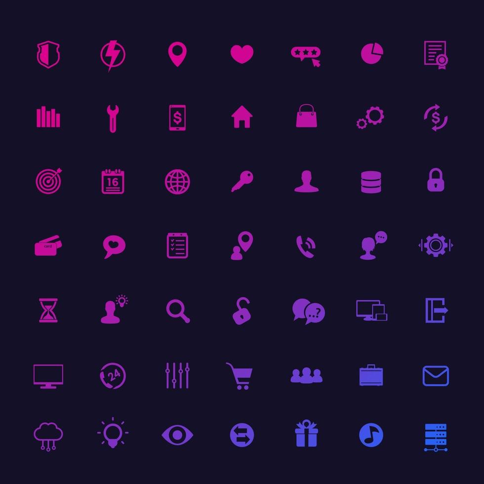 49 ícones para web, aplicativos e infográficos, universal, negócios, e-commerce, tecnologia vetor