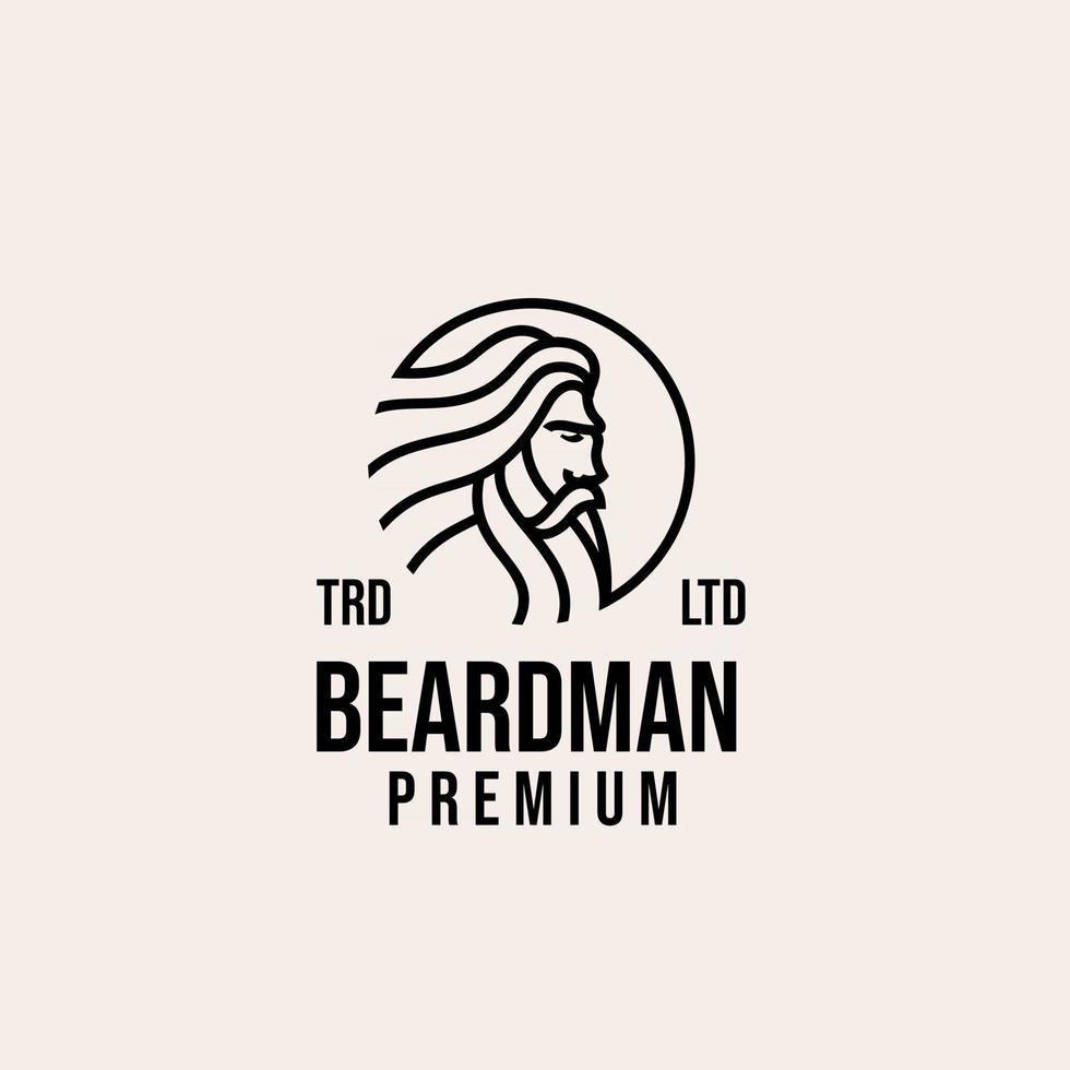 design de logotipo de vetor de homem de barba velho premium