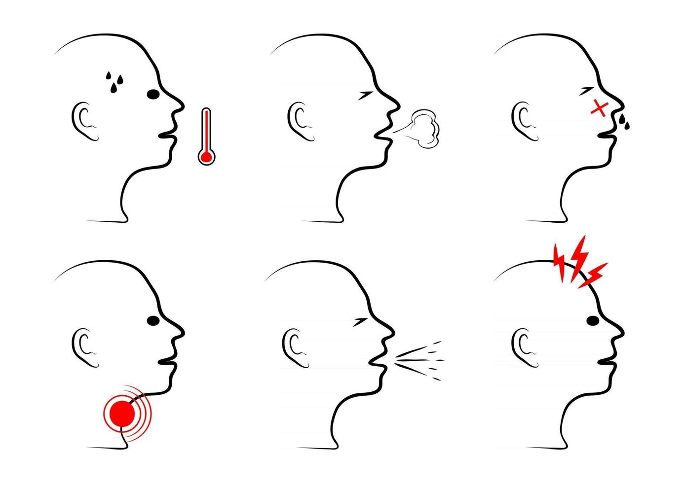 gripe. Infográfico de sintomas de resfriado e gripe. infográfico de sintomas, cuidados de saúde e medicamentos do coronavírus 2019-ncov vetor