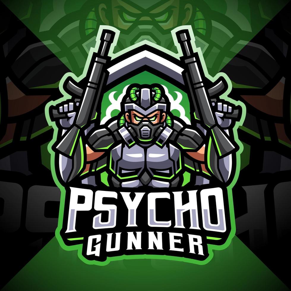 design do logotipo do mascote psicopata esport vetor