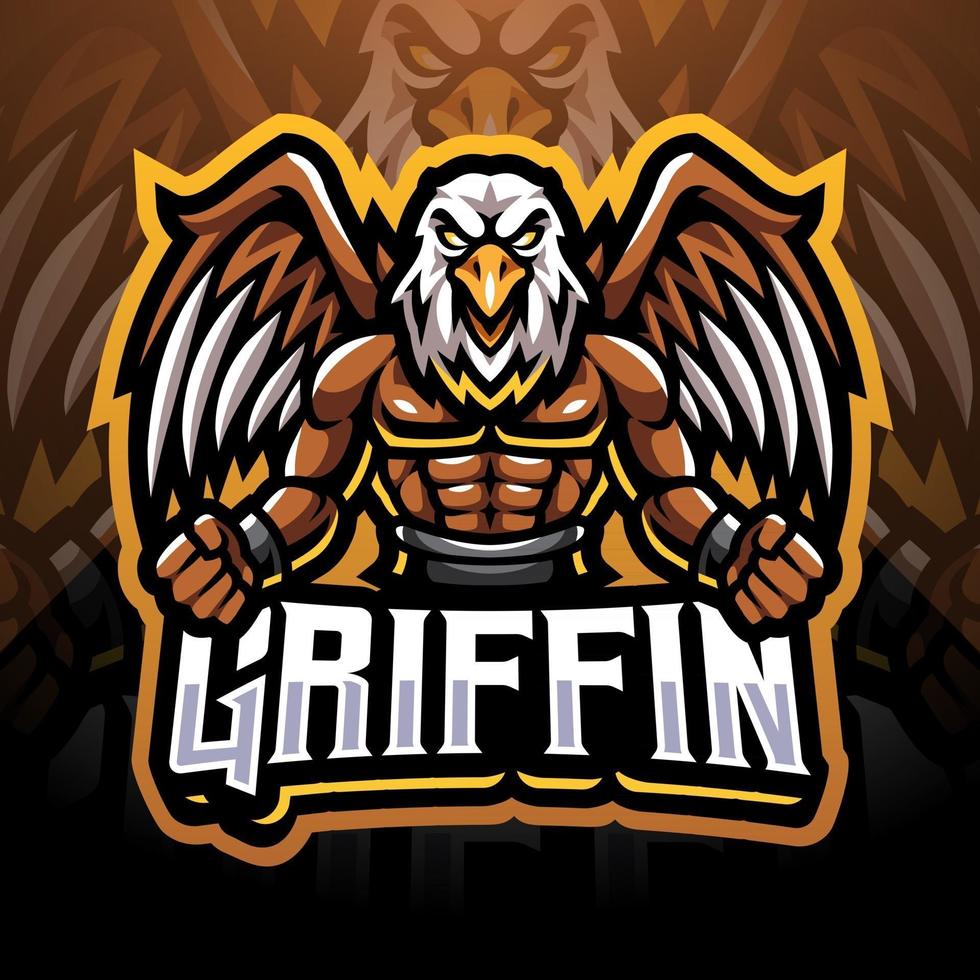 design do logotipo do mascote griffin esport vetor