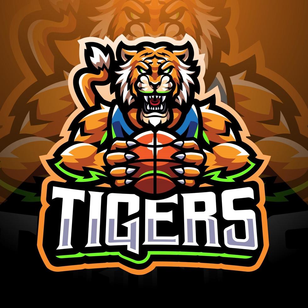 design do logotipo do mascote esportivo tigres vetor