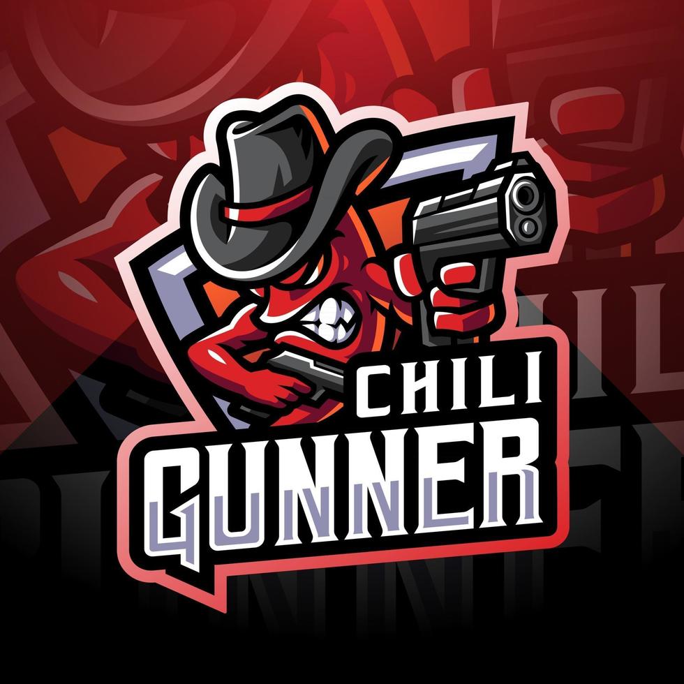 logotipo do mascote chili gunner esport vetor