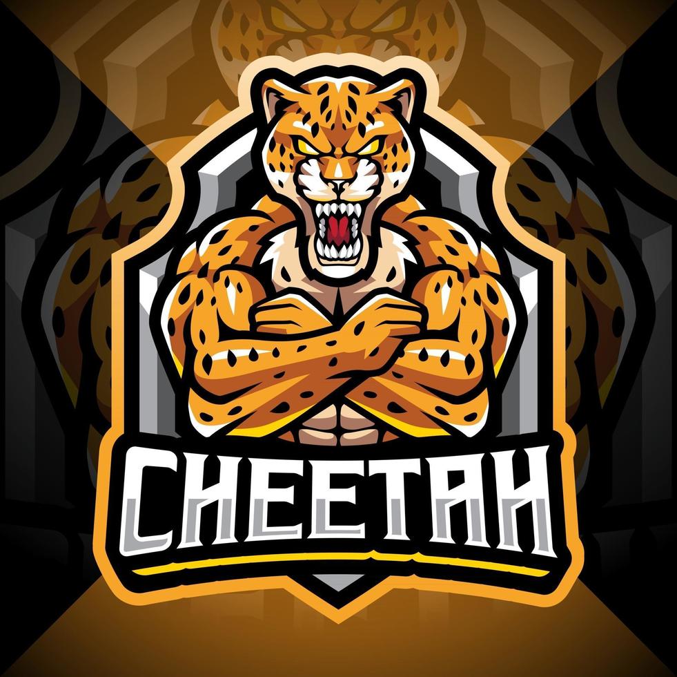 design do logotipo do mascote cheetah esport vetor