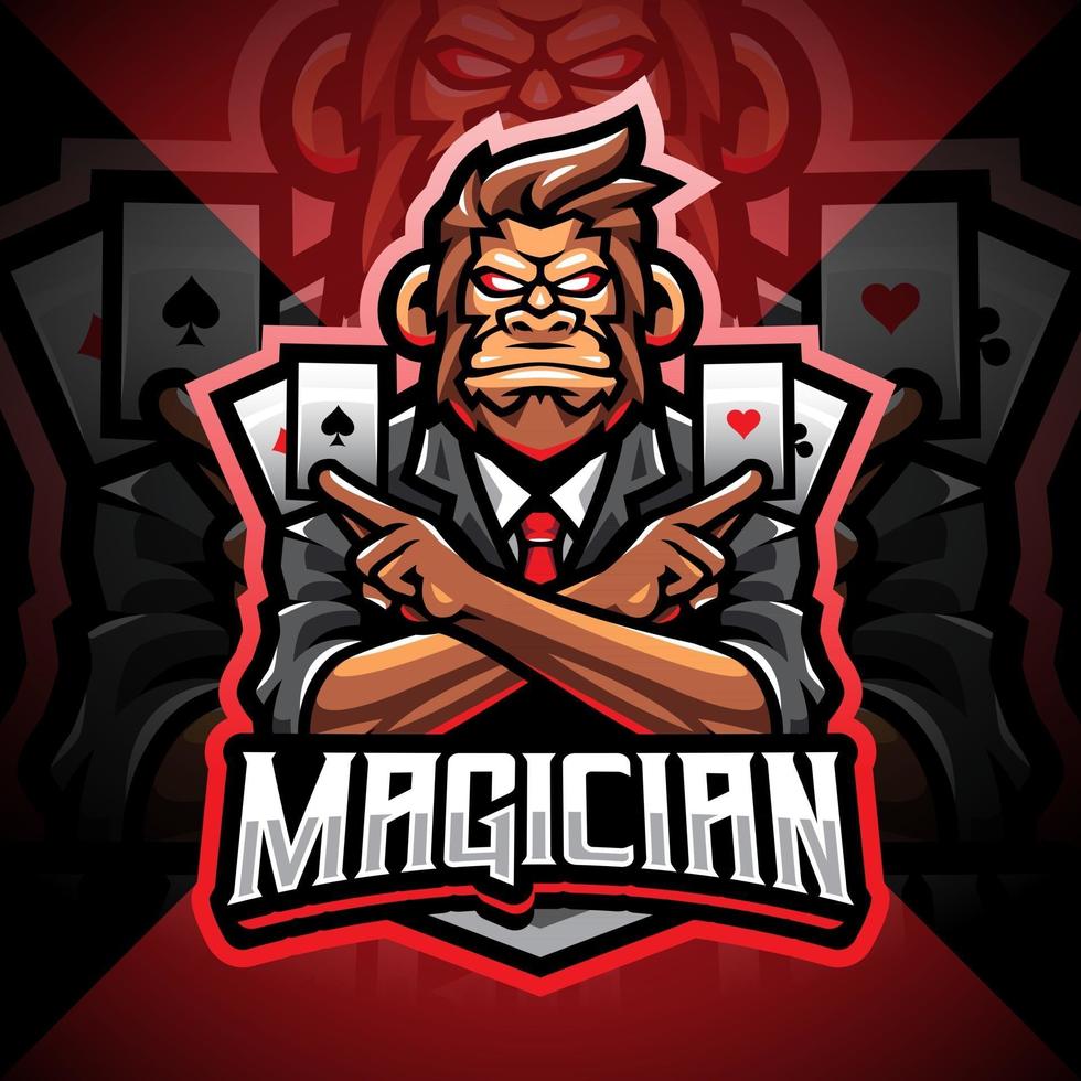 Logotipo do mascote do Magic monkey esport vetor