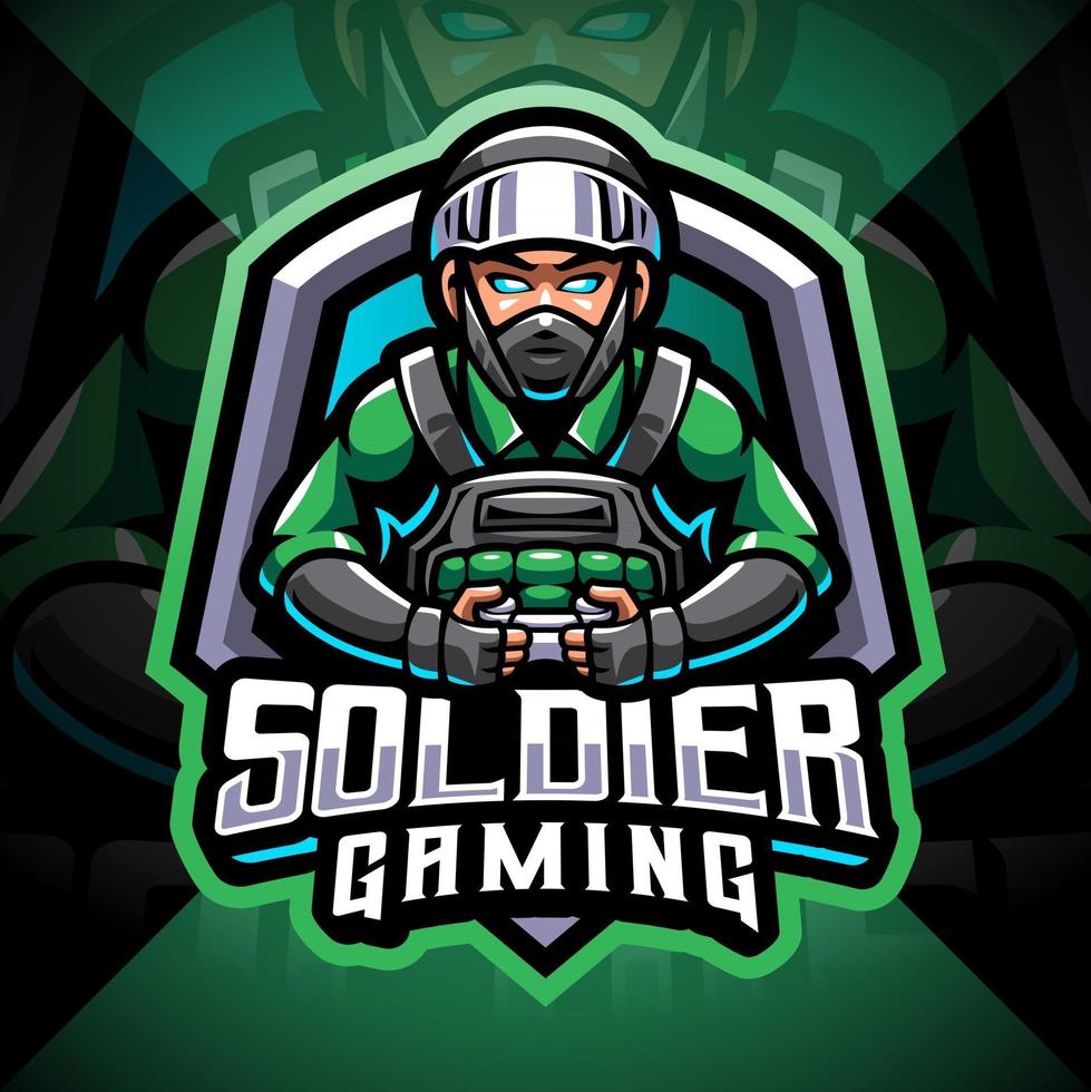 logotipo do soldado gaming esport mascote vetor