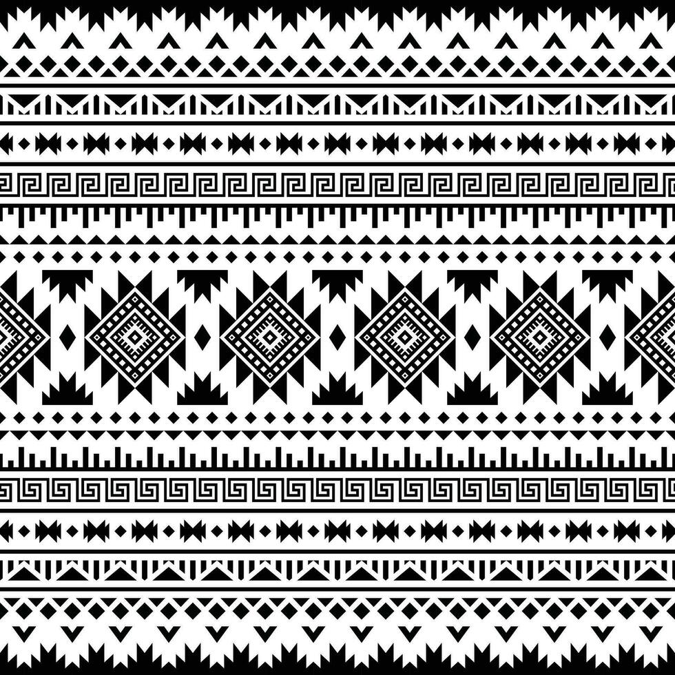 folk geométrico abstrato fundo dentro étnico estilo. desatado tribal navajo padronizar Projeto para têxtil. Preto e branco cores. vetor