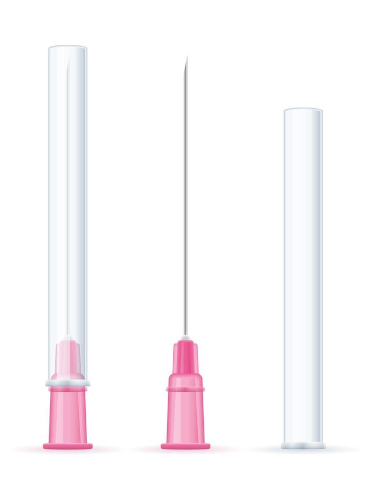 agulha médica para seringa para ilustração vetorial de estoque de injeção isolada no fundo branco vetor