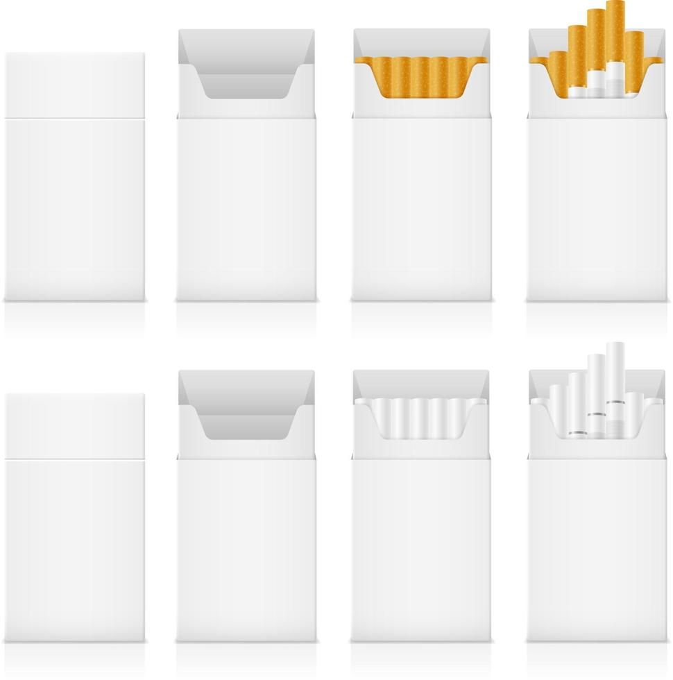 modelo em branco pacote vazio de ilustração vetorial de estoque de cigarros isolado no fundo branco vetor