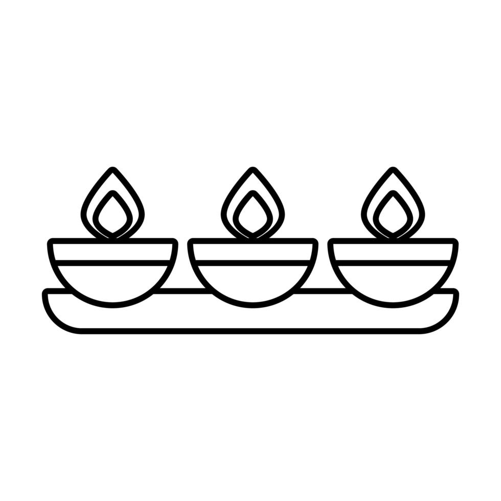 ícone de estilo de linha de velas diwali na prateleira vetor