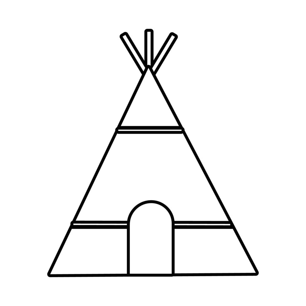 ícone de estilo de linha de cabana americana nativa vetor