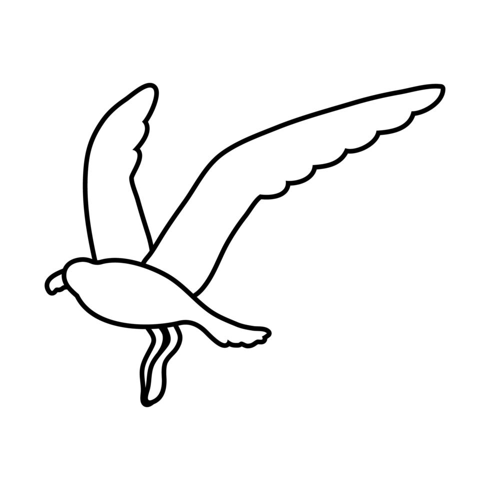 ícone de estilo de linha de pássaro gaivota vetor