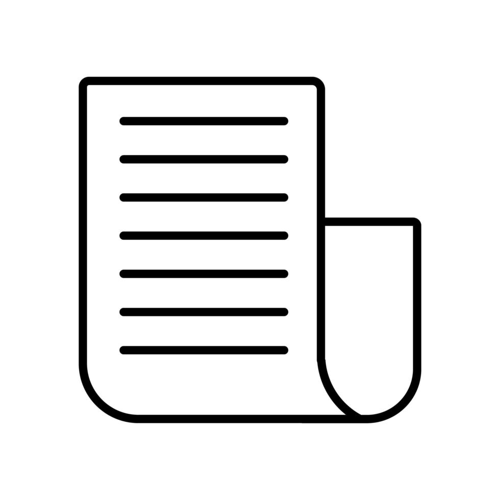 ícone de estilo de linha de documento de folha de papel vetor