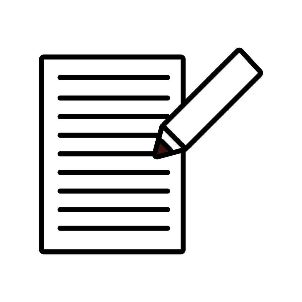 documento de folha de papel com ícone de estilo de linha de lápis vetor