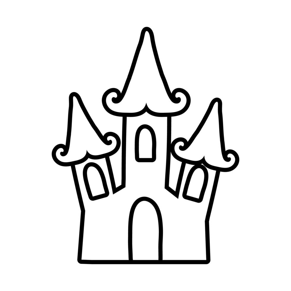 ícone de estilo de linha castelo escuro de halloween vetor