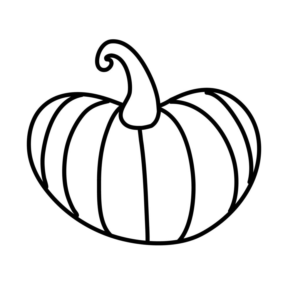 ícone de estilo de linha de frutas abóbora de halloween vetor