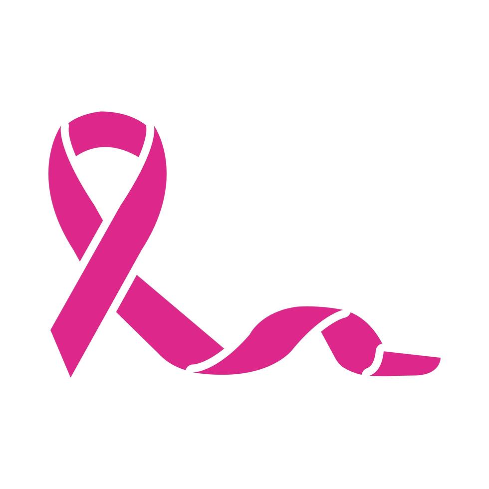 estilo de silhueta de fita rosa de câncer de mama vetor