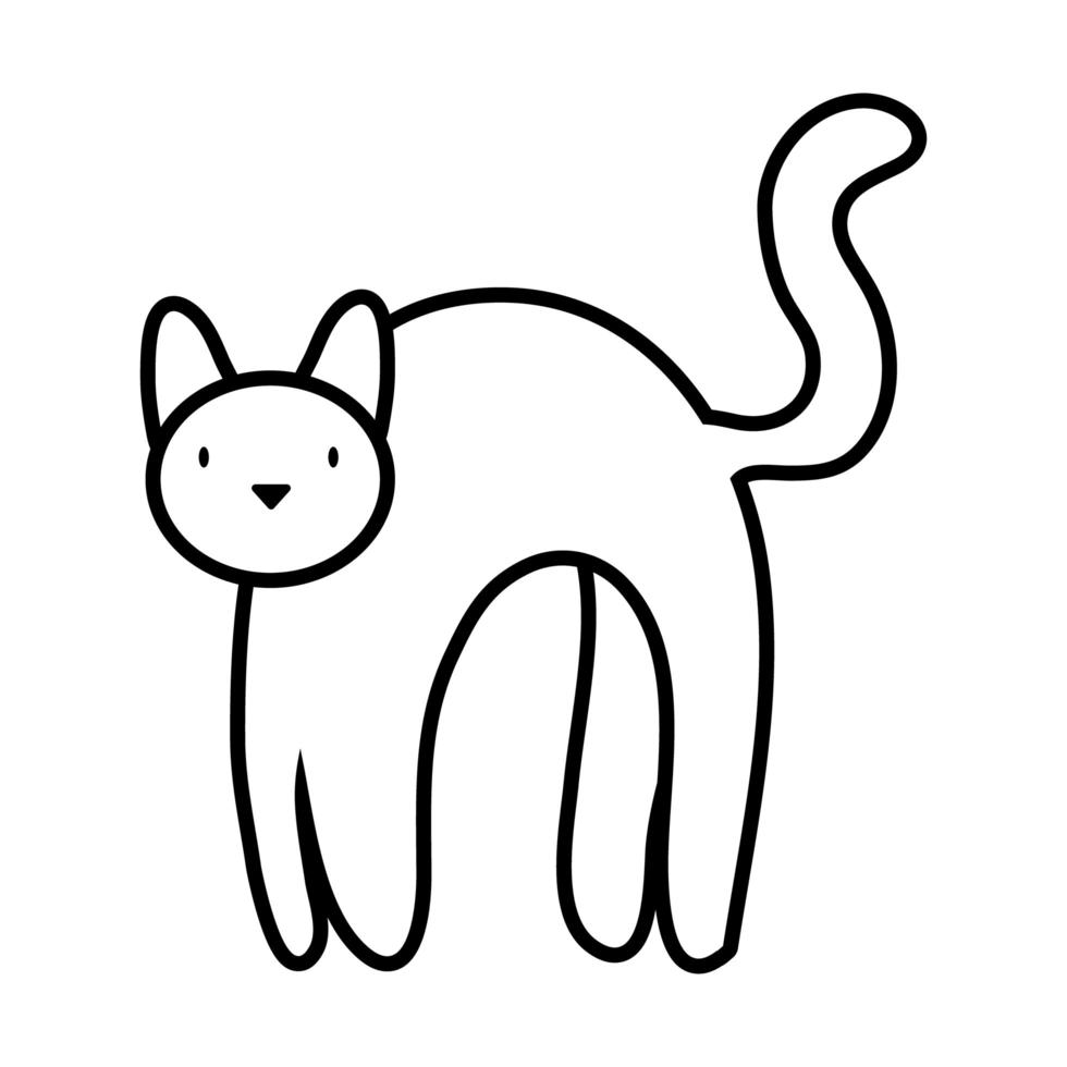 ícone de estilo de linha preta gato halloween vetor
