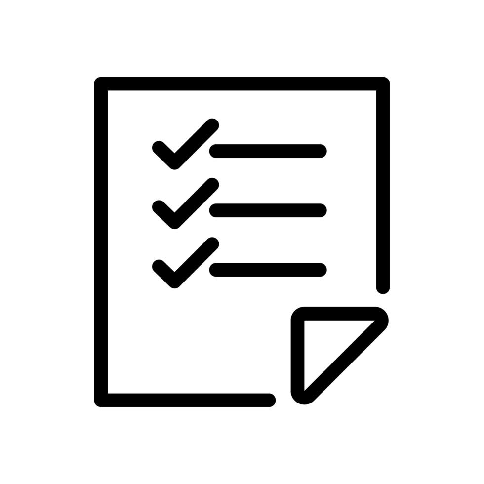 arquivo de documento em papel com ícone de estilo de linha de lista de verificação vetor