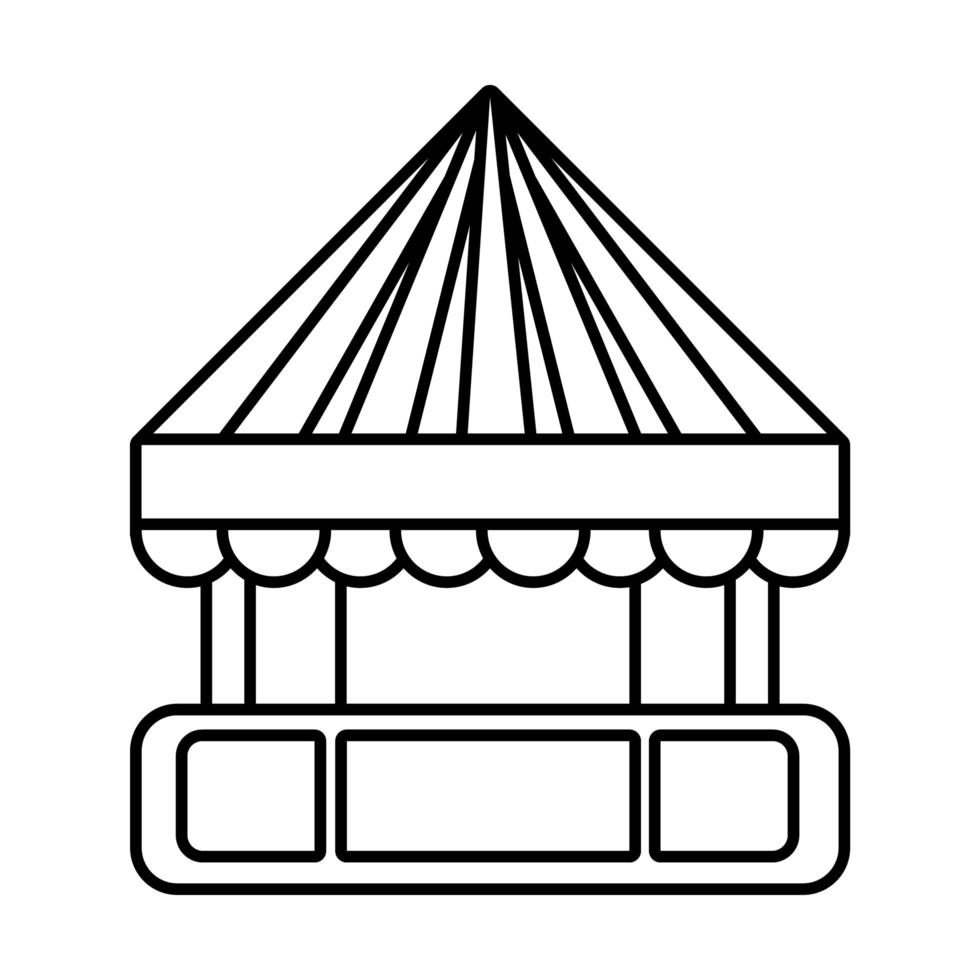 ícone de estilo de linha de atração de parque de diversões mecânico quiosque de barraca vetor