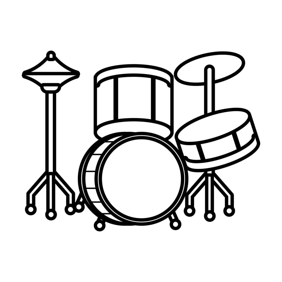 ícone de estilo de linha de instrumento musical de bateria vetor