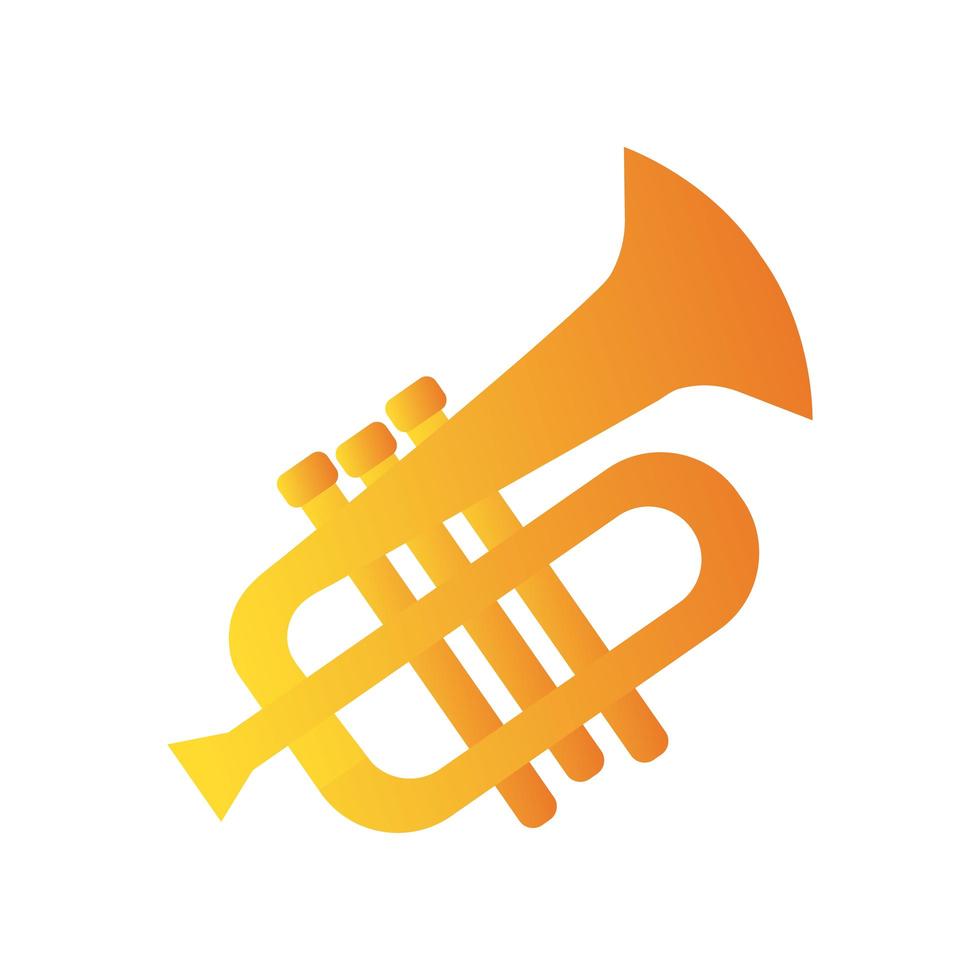 linha musical de instrumento de trompete e ícone de estilo de preenchimento vetor